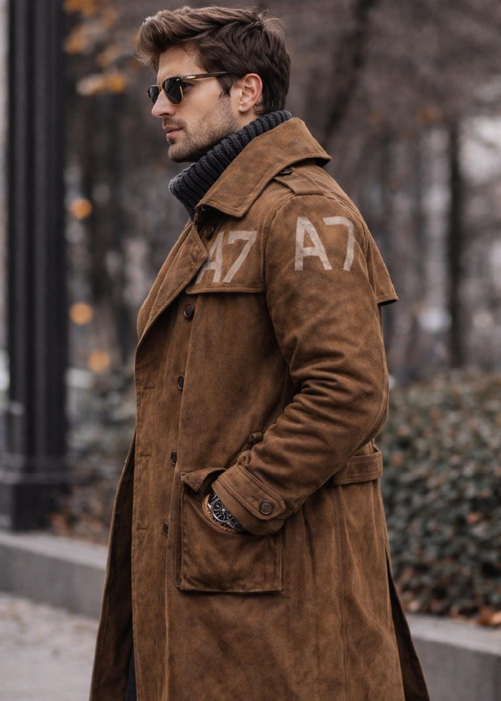 Brown Suede Trench Coat