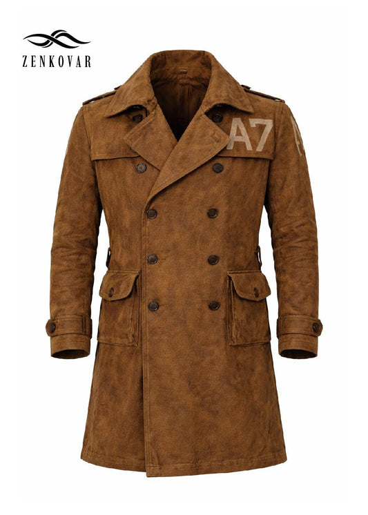 Brown Suede Trench Coat