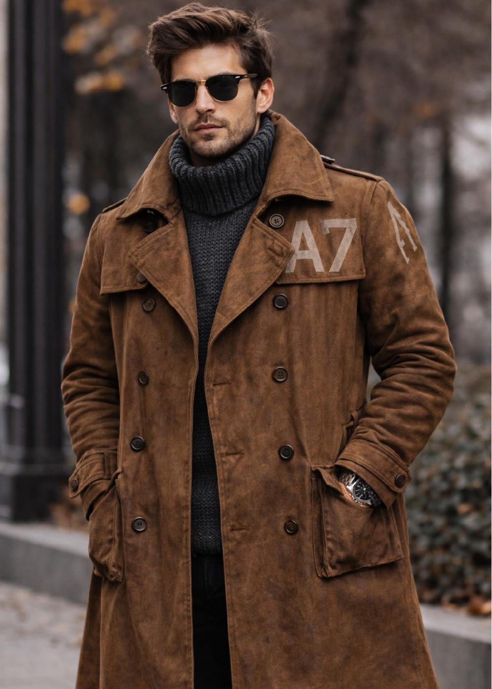 Brown Suede Trench Coat