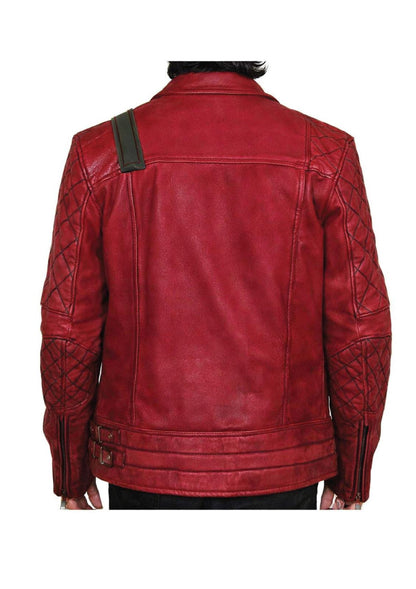 Vintage Red Leather Biker Jacket