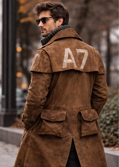 Brown Suede Trench Coat